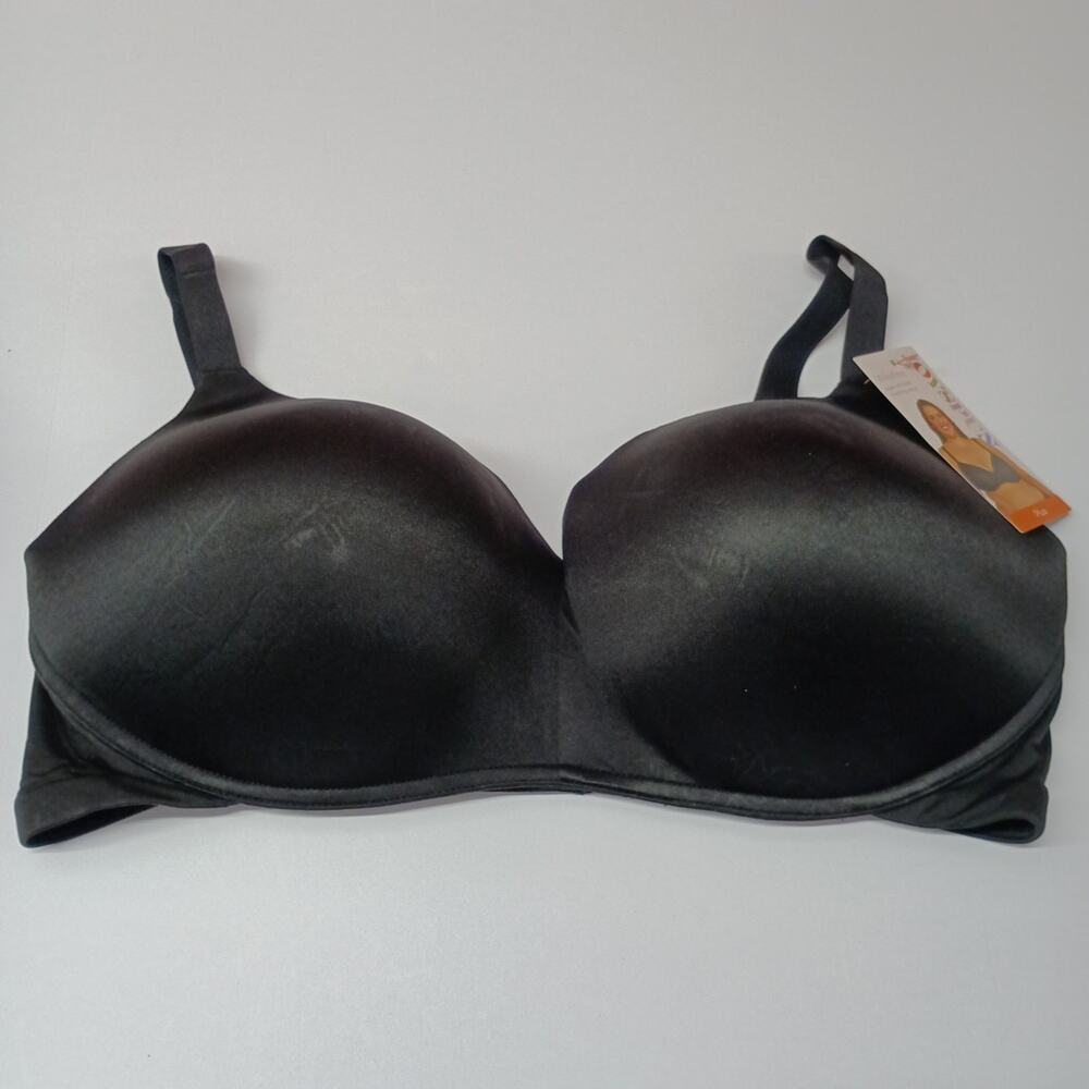 Joyspun Plus Wirefree Full Coverage Bra Women's Size‎ 42DD Black Smooth Wings